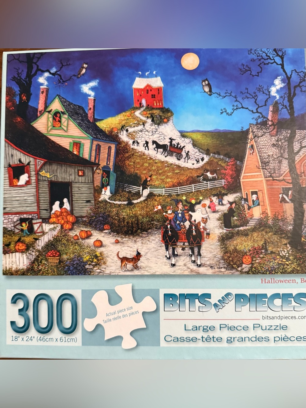 Bits and Pieces 300 piece puzzle “Halloween, Boo!” Pumpkins Fall Ghosts